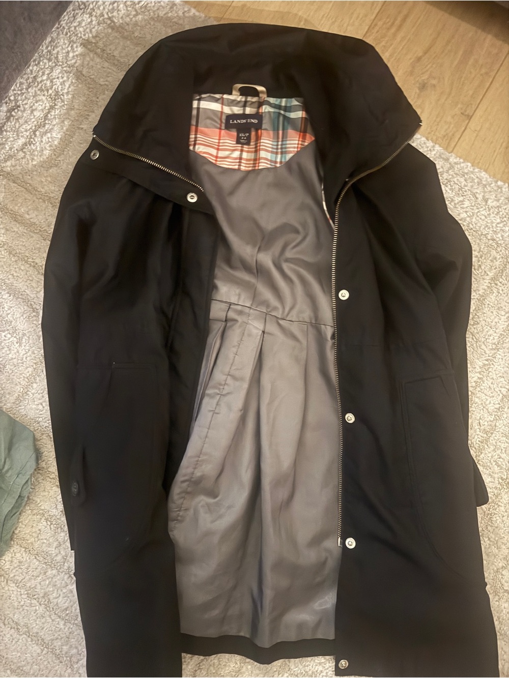 Lands' End Black Rain Peacoat